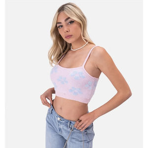 Blue and Pink Floral Knit Tank